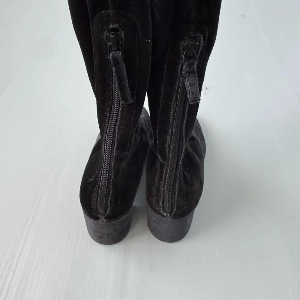 MNG by Mango black velvet over the knee heeled boots size 7.5 / 38